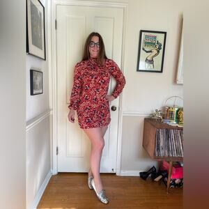 70s Vintage Oops California Long Sleeved Mini Dress